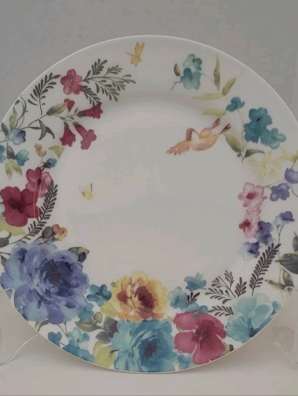 Grace Teaware Spring Florals & Birds 8" Dessert/ Salad Plate Fine Porcelain